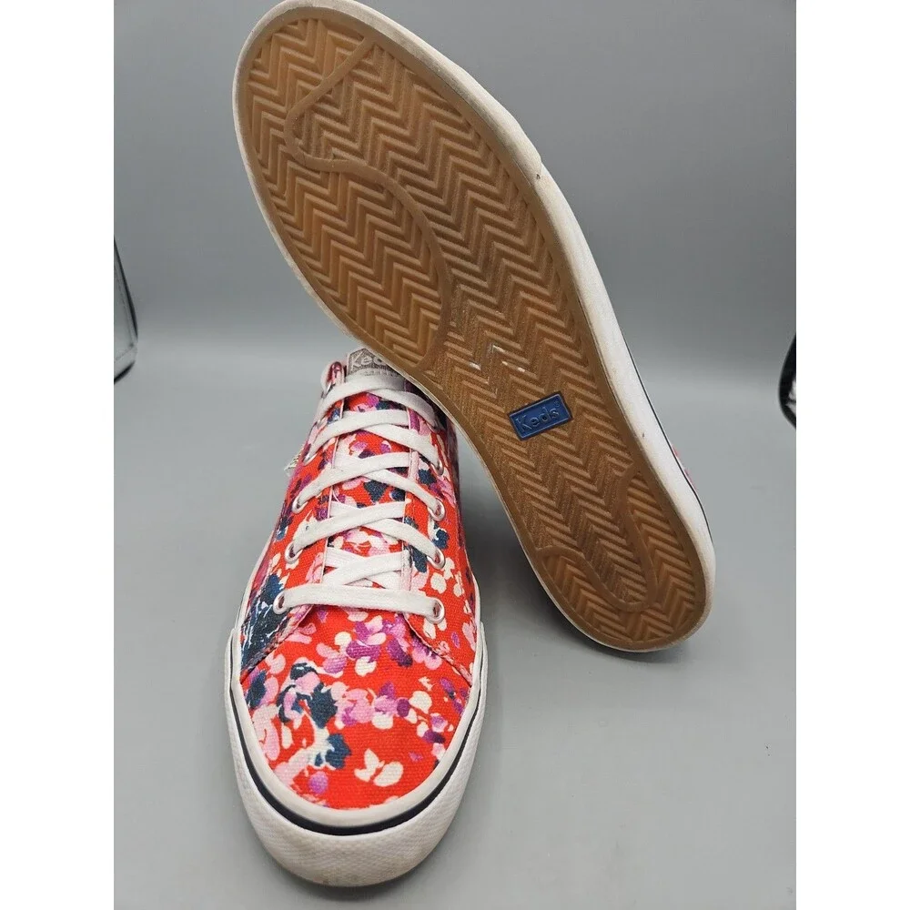Keds  Women's Dream Foam Floral Sneakers - Size 11 - Red Canvas Lace-Up Shoes